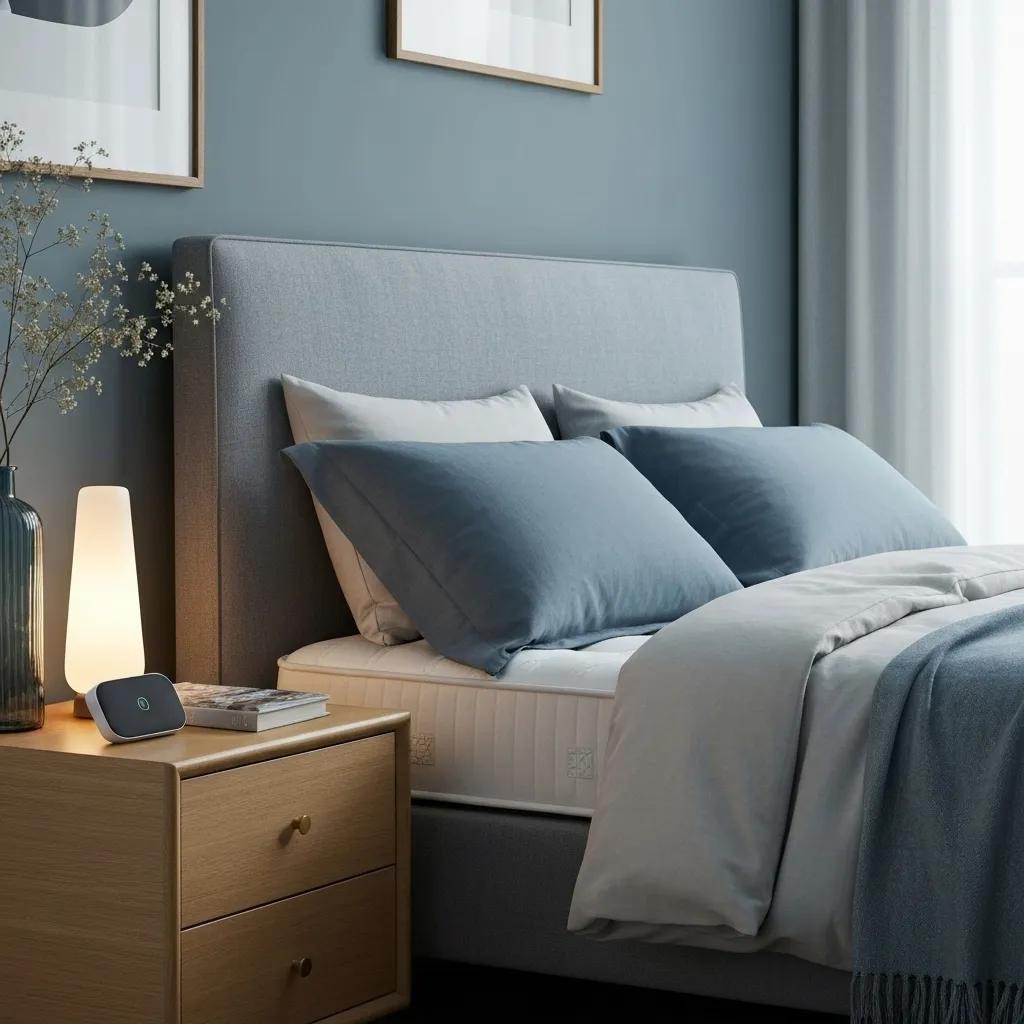 Luxurious sleep environment with advanced tracking technology and calming decor