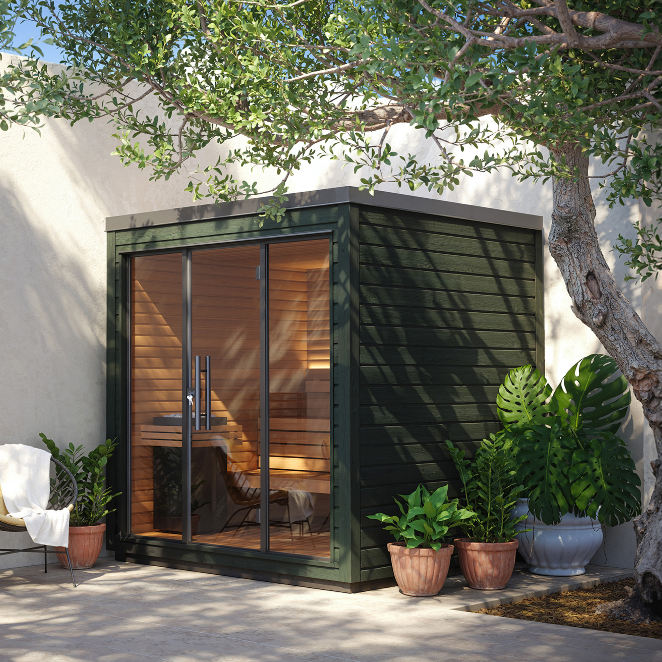 Mira outdoor sauna with new exterior colour options